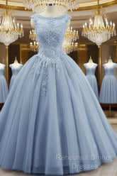 Charming Blue Sweet 16 Dress Tulle Lace Ball Gown Quinceanera Dress